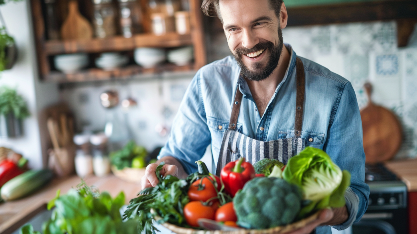 Молода жінка готує здорову їжу